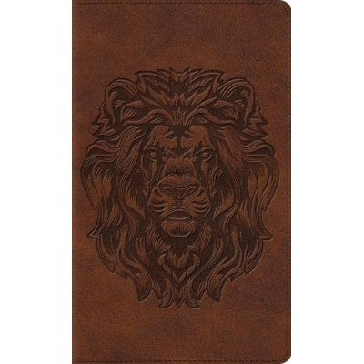 ESV Thinline Bible, Red Letter, Brown, Royal Lion Design