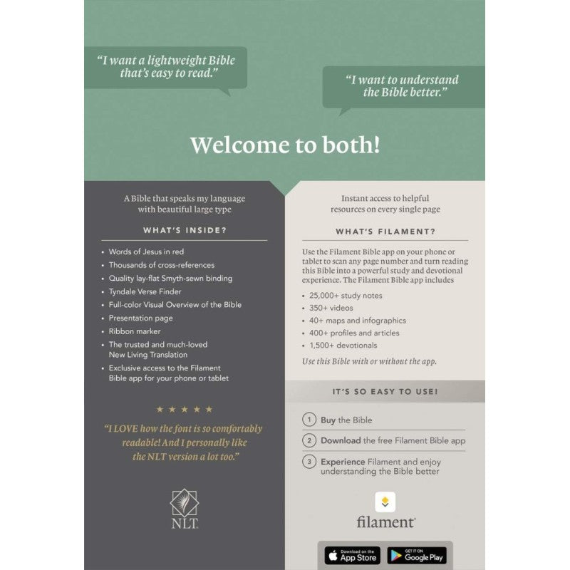 NLT Thinline Reference Bible, Filament Edition, Brushed Pink, Leatherlike