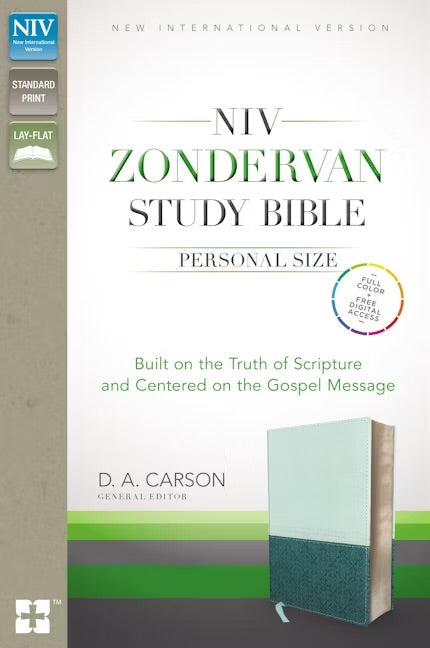 NIV - Zondervan Study Bible: Personal Size, Duo-tone, Sea Glass/Caribbean Blue