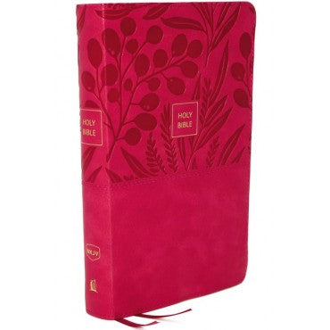 NKJV, End-of-Verse Reference Bible, Personal Size Large Print, Leathersoft, Pink, Thumb Indexed, Red Letter, Comfort Print: Holy Bible, New King James Version