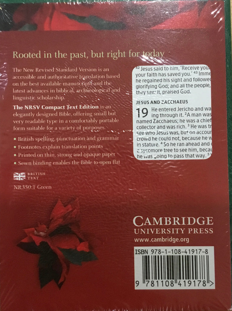 NRSV Compact Text Bible - Hardback, Green