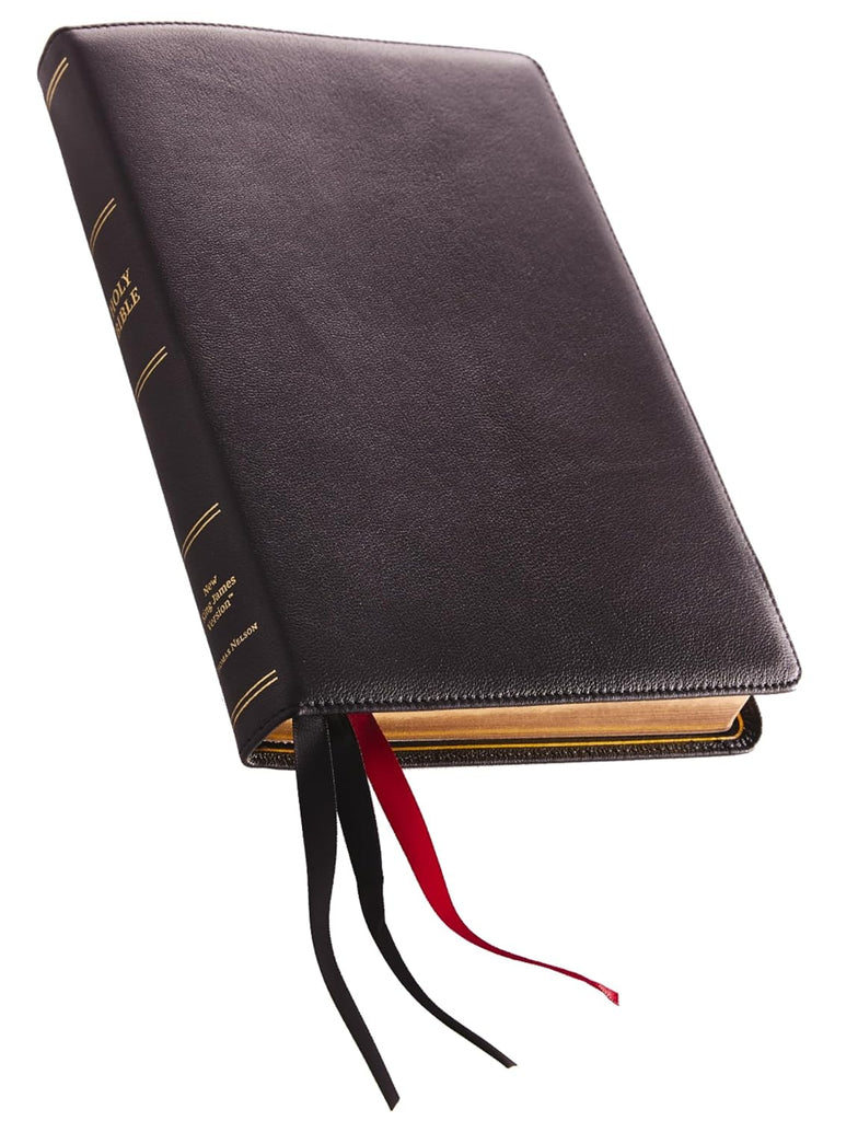 NKJV, Large Print Thinline Reference Bible - Premium Goatskin Leather, Black