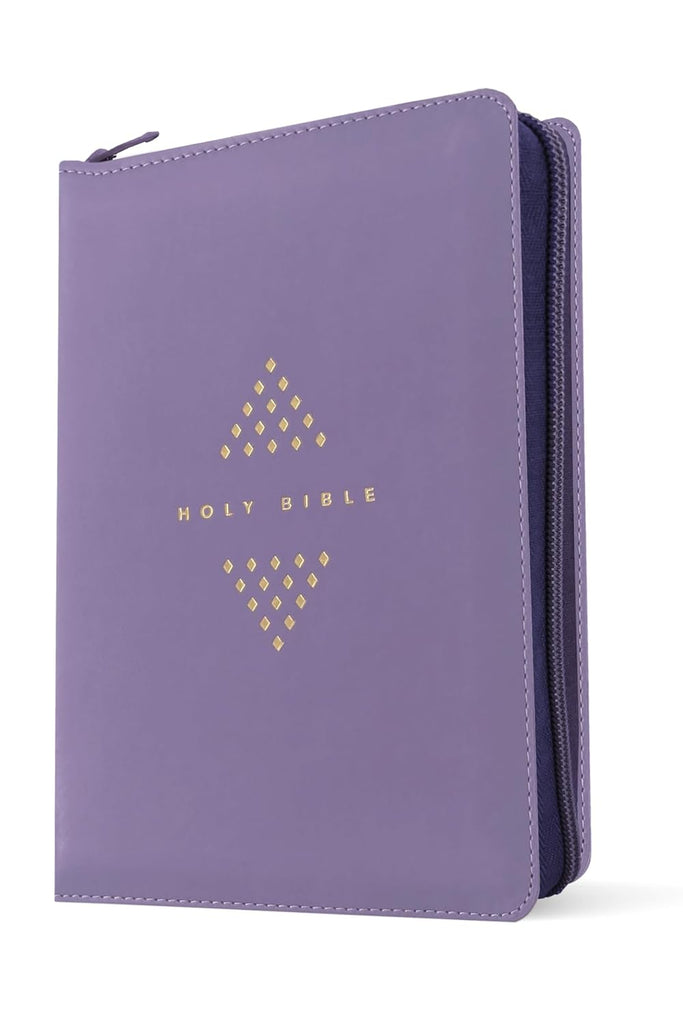 NLT Compact Giant Print Bible: Lavender Diamond Design, Zipped, Leatherlike