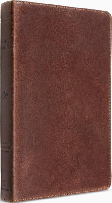 ESV Thinline Bible (Red Letter) - Full Grain Leather, Saddle Brown