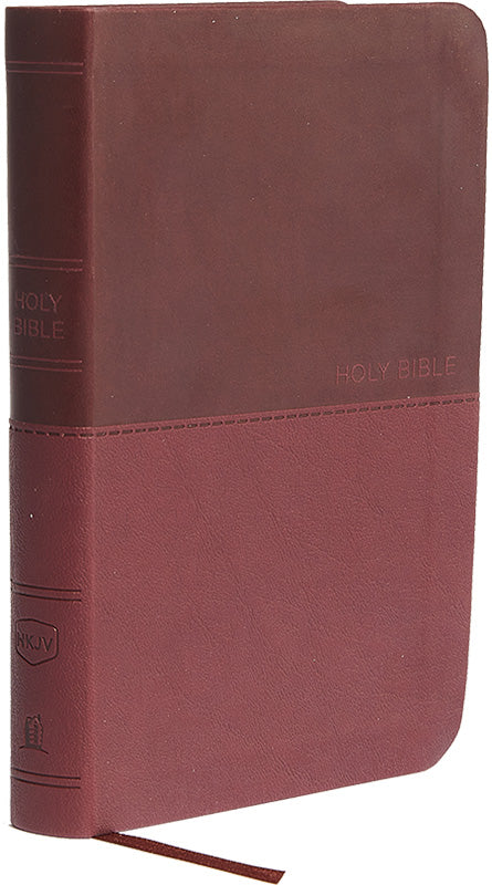NKJV Compact Thinline Bible - Burgundy, Leathersoft