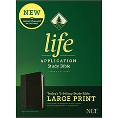Tyndale NLT Life Application Study Bible, Third Edition, Large Print (LeatherLike, Black/Onyx, Red Letter) – New Living Translation Bible, Large Print Study Bible for Enhanced Readability