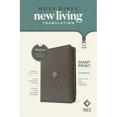 NLT Compact Giant Print Zipper Bible, Filament-Enabled Edition (LeatherLike, Woven Cross Gray, Red Letter)