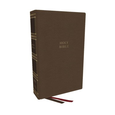 NKJV, Compact Center-Column Reference Bible, Leathersoft, Brown, Red Letter, Thumb Indexed, Comfort Print