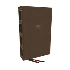 NKJV, Compact Center-Column Reference Bible, Leathersoft, Brown, Red Letter, Thumb Indexed, Comfort Print