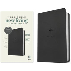 NLT Large Print Premium Value Thinline Bible, Filament-Enabled Edition (LeatherLike, Black Cross)