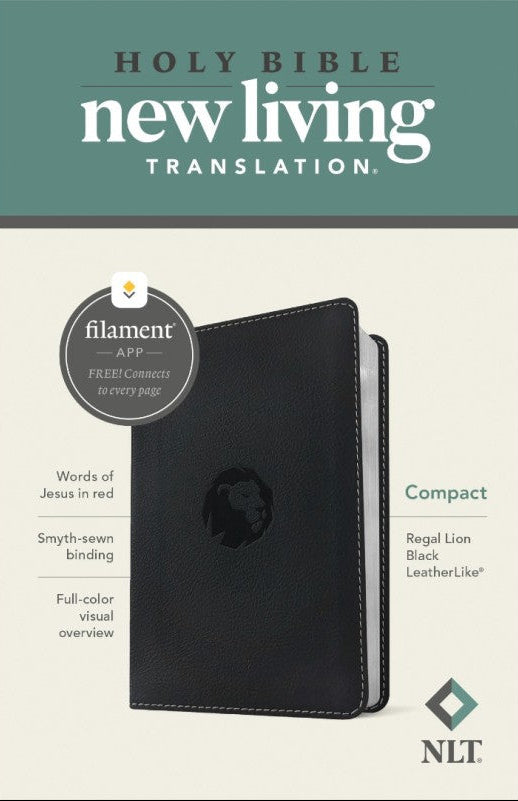NLT Compact Bible - Regal Lion, Black, Leatherlike