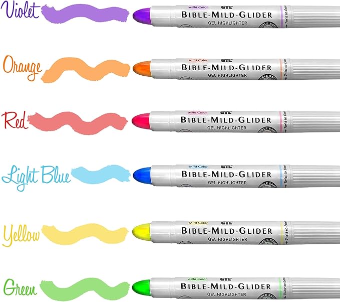 Bible Mild Glider Gel Highlighter Study Set (Set of 6)
