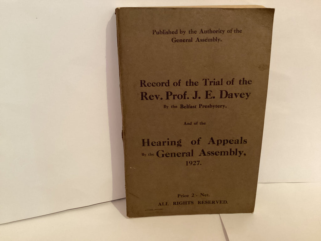 Record of the Trial of the Rev. Prof J. E. Davey (John Gowan Collection)