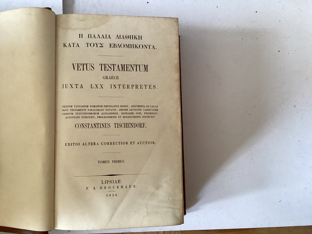 Venus Testamentum Graece (LXX Tichendorf 1856, Two Volumes in One) The John Gowan Collection