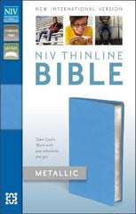 NIV, THINLINE BIBLE METALLIC, BONDED LEATHER, BLUE, RED LETTER EDITION