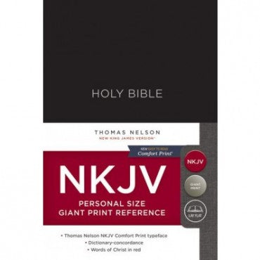 NKJV, Reference Bible, Personal Size Giant Print, Hardcover, Black, Red Letter Edition, Comfort Print