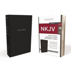 NKJV, Reference Bible, Center-Column Giant Print, Leather-Look, Black, Red Letter Edition, Comfort Print