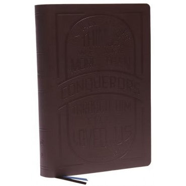 Kjv, Giant Print Center-column Reference Bible, Verse Art Cover Collection, Genuine Leather, Brown, Red Letter, Thumb Indexed, Comfort Print