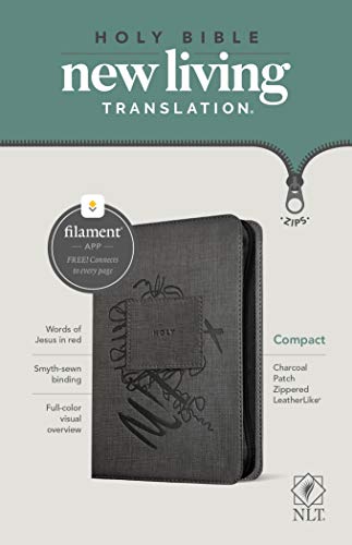 NLT Compact Zipper Bible, Filament Enabled Edition (Red Letter, LeatherLike, Charcoal Patch)