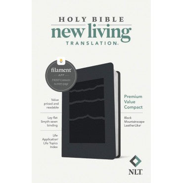 NLT Premium Value Compact Bible, Filament Enabled Edition (Leatherlike, Black Mountainscape)
