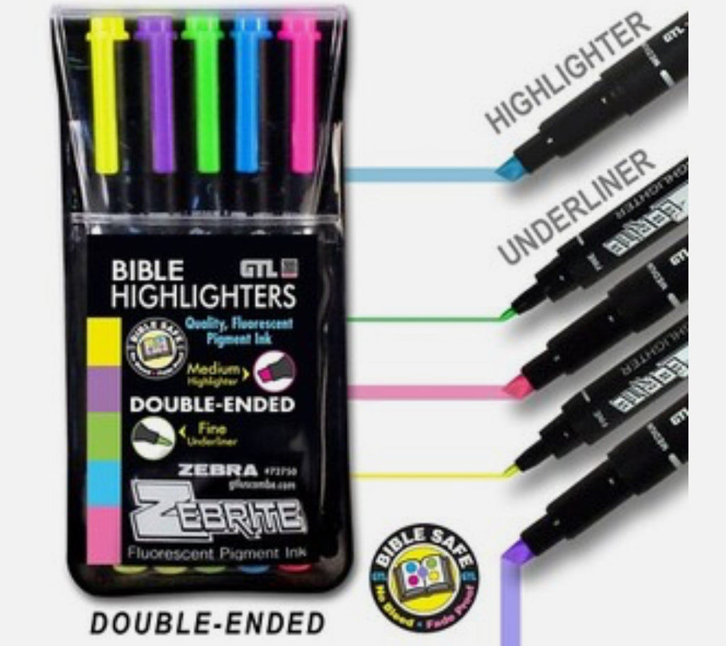 ZEBRITE Double-Ended Highlighters (Set of 5)