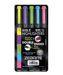 ZEBRITE Double-Ended Highlighters (Set of 5)