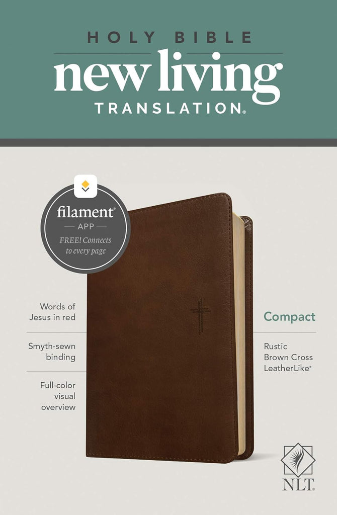 NLT Compact Bible - Rustic Brown Cross, Leatherlike